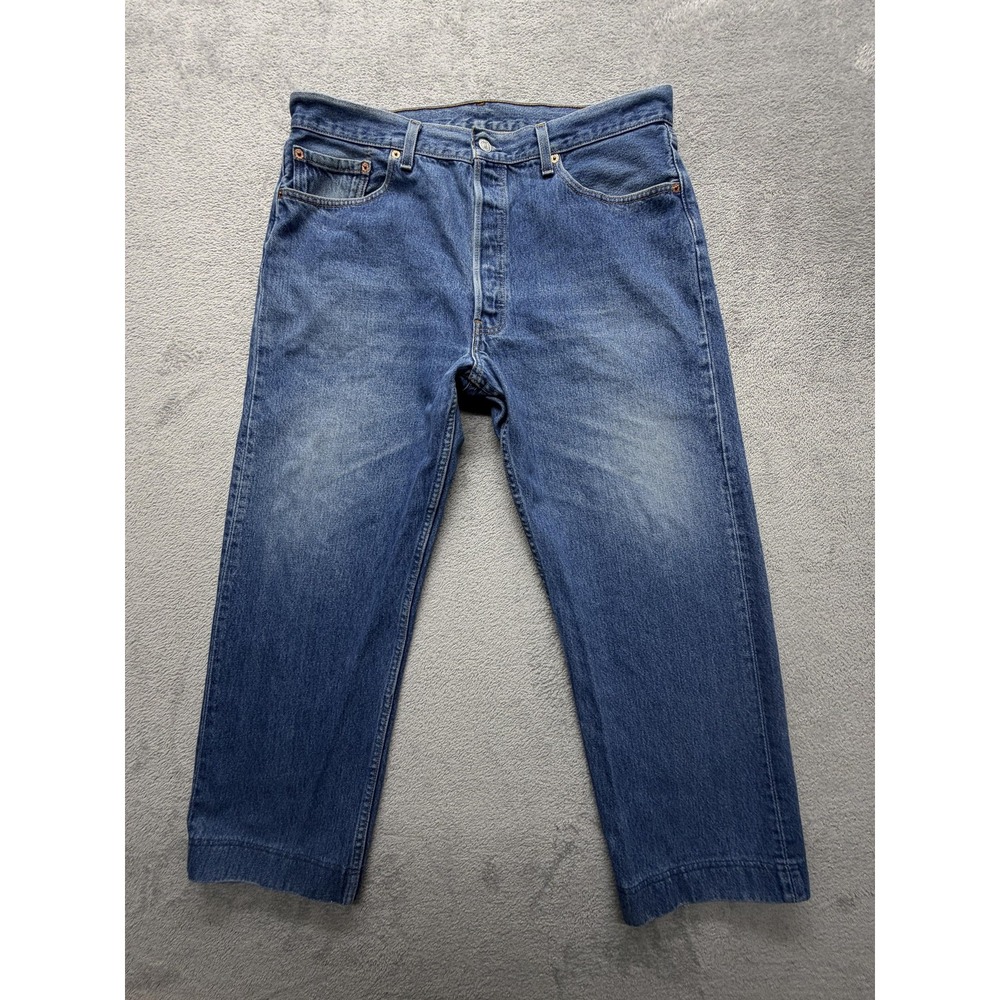 Vintage Levis 501 Jeans Mens Measured 36x26 Blue Red Tab Button Fly Made USA 80s